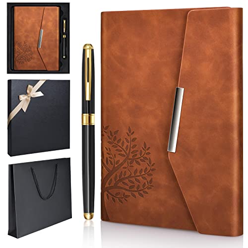 Refillable Leather Journal Notebook with Pen & Gift Box - Tree of Life Design, 6.5×9" Hardcover Journal for Men & Women, Ideal for School, Travel, Business, Work, Home Writing. Includes 160 Pages of A5 Lined/Ruled Paper in a Stylish Diary