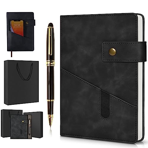 vfaejll A5 Black Leather Journal with Pen and Gift Box