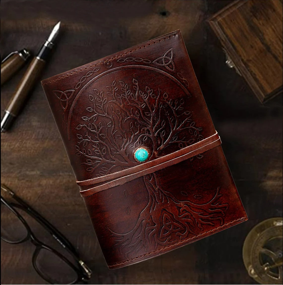 Handmade Leather Notebook Tree of Life Diary/Bound Daily Notepad/Writing Pad Gift for