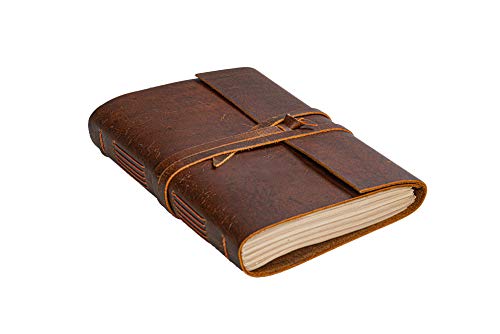 Handmade Vintage Leather Bound Journal, Rustic Journal Notebook for Men and Women with Unlined Leather Craft Paper 