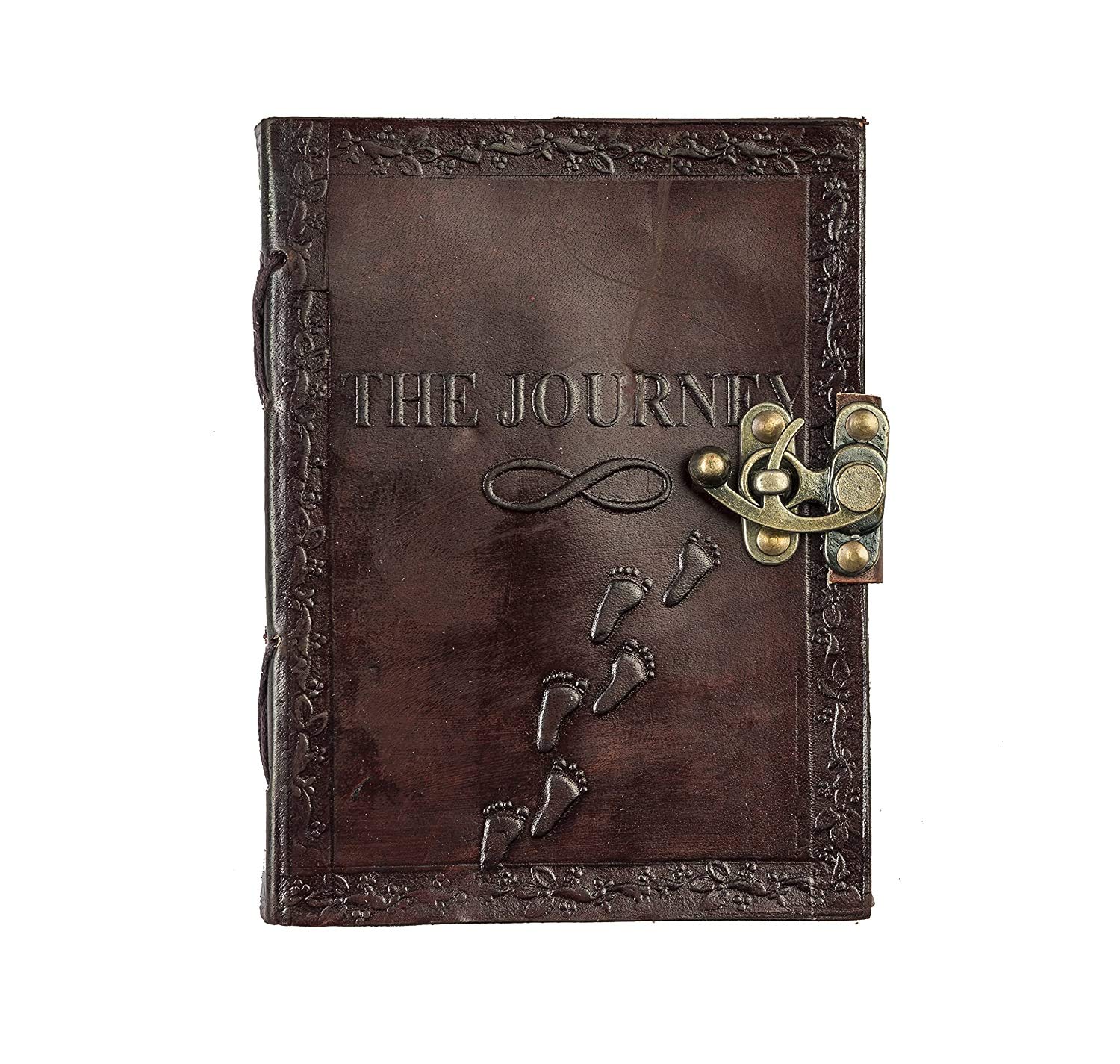 Vintage Leather Journal Diary With Engraved Journey Brown Best Gift for Men Women