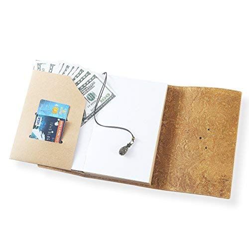 Antique Handmade Bound Leather Journal, Blank Paper Daily Notepad for Men & Women, Travel Diary with Lock