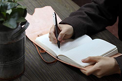 Refillable Vegan Leather Journal, Bound Travel Notebook with Lined Fountain Pen, Writing Journal for Women and Men