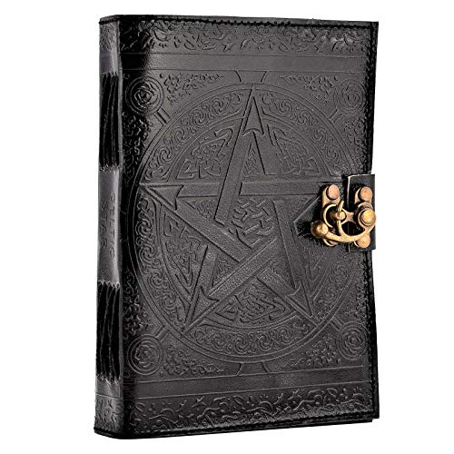Pentacle Pentagram Star Wiccan Journal Black with Blank Unlined Pages, Diary for Drawing Sketchbook