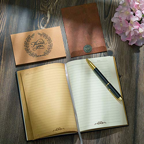 Antique Handmade Embossed Leather Journal, Daily Notepad Sketchbook with Golden Classic Pen, Gift For Men & Women