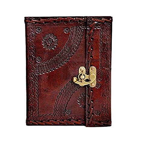 Handmade Embossed Leather Journal, Lined Journal With Lock For Writing 