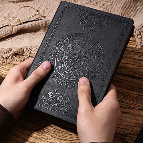 Vintage Black Leather Journal for Men, Writing Lined Pages Travelling Diary Notebook 