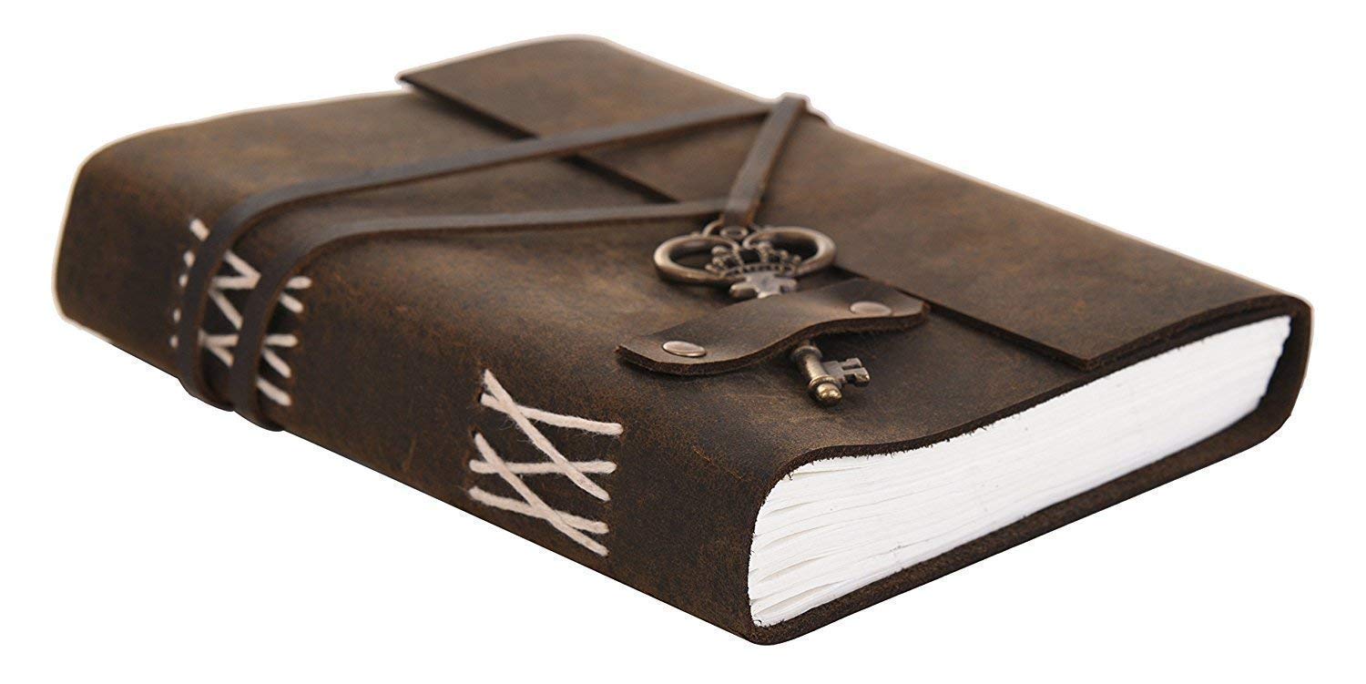 Handmade Embossed Travel leather Journal with Key Rope