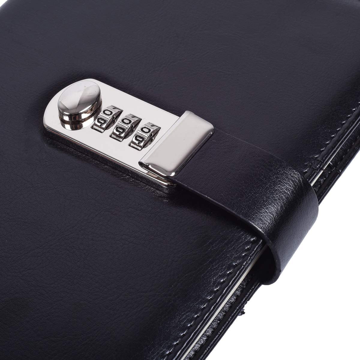 Black PU Leather Notebook with Lock, Size A5 with Combination Password Journal