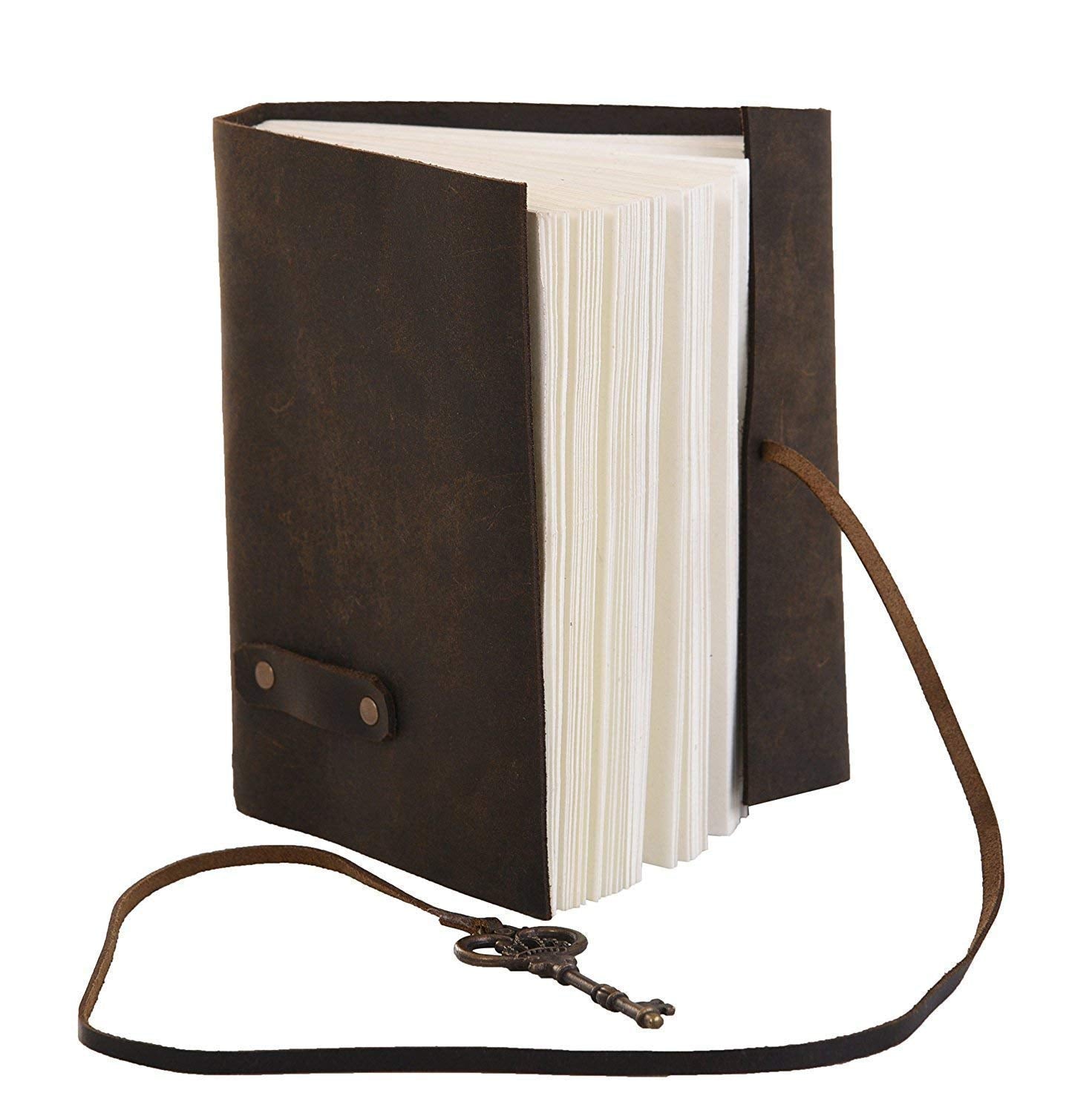 Handmade Embossed Travel leather Journal with Key Rope