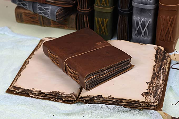 Leather Handmade Vintage Journal with Burnt Edges Notebook