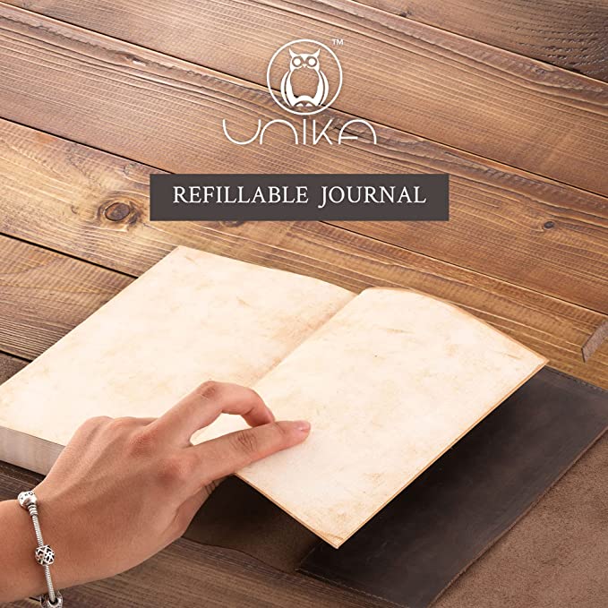 Refillable Leather Journal for Men & Women, Bound Vintage Journal Dairy for Writing with Strap Closure