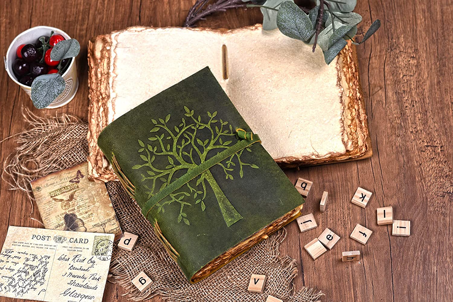 Vintage Leather Journal – Handmade - Premium Antique Diary - Green