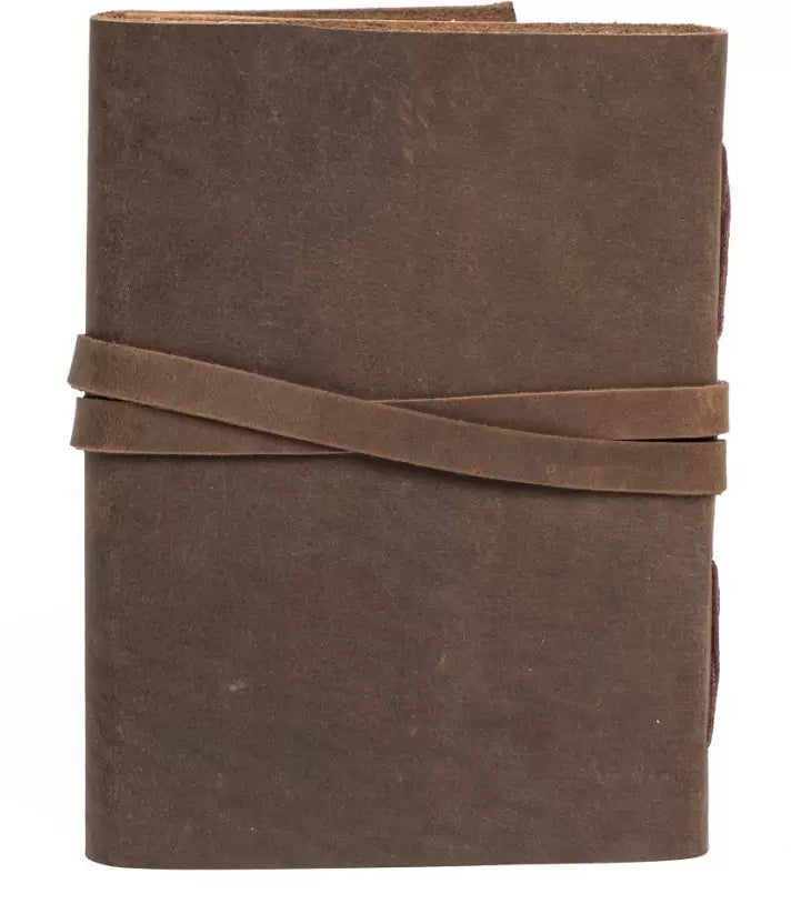 Brown Handmade Leather Journal with Khadi Papers - Leather Travel Journal Diary A5