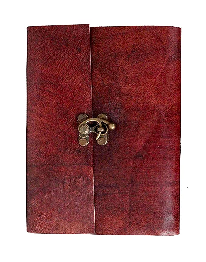 Vintage Handmade Rustic Leather Journal Notebook with Lock for Writing Memories