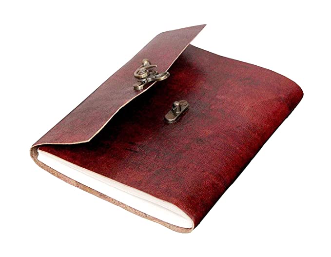 Vintage Handmade Rustic Leather Journal Notebook with Lock for Writing Memories
