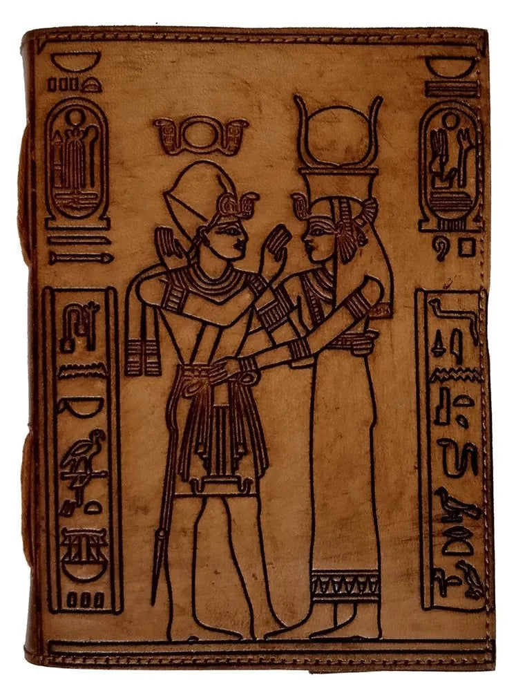 Vintage Egyptian Cleopatra & Caesar Design Leather Journal